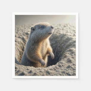Curious Groundhog In a Hole Napkin