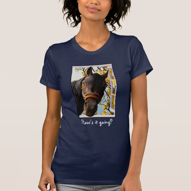 Curious Horse Looking Through The Kitchen Window T-Shirt (Front)