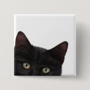 Curious Kitty Digital Painting 15 Cm Square Badge
