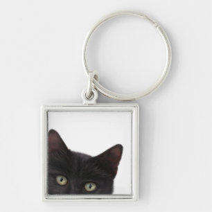 Curious Kitty Digital Painting Key Ring