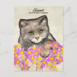Curious Kitty - "Expect good things to happen!" Postcard