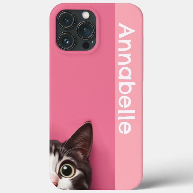 Curious Kitty Pink Personalise Case-Mate iPhone Case (Back)