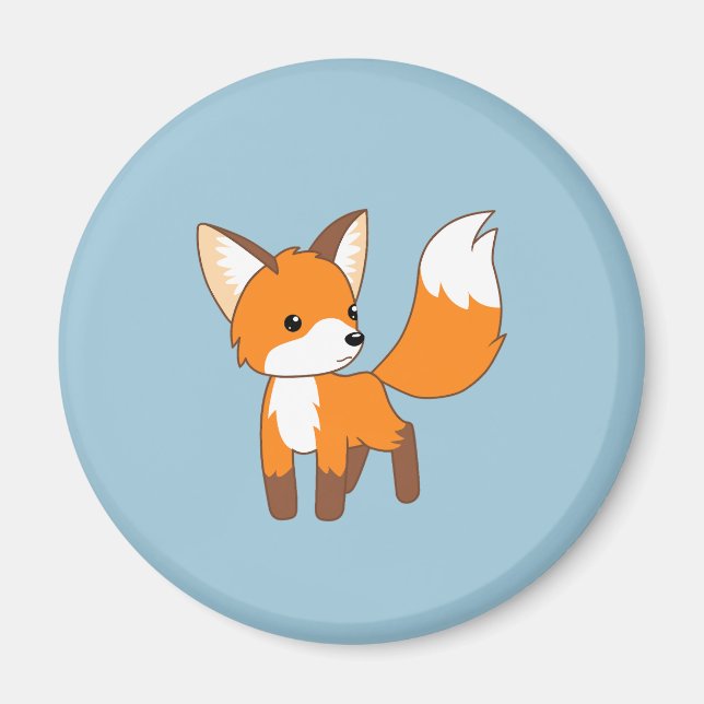 Curious Little Fox Blue Magnet (Front)