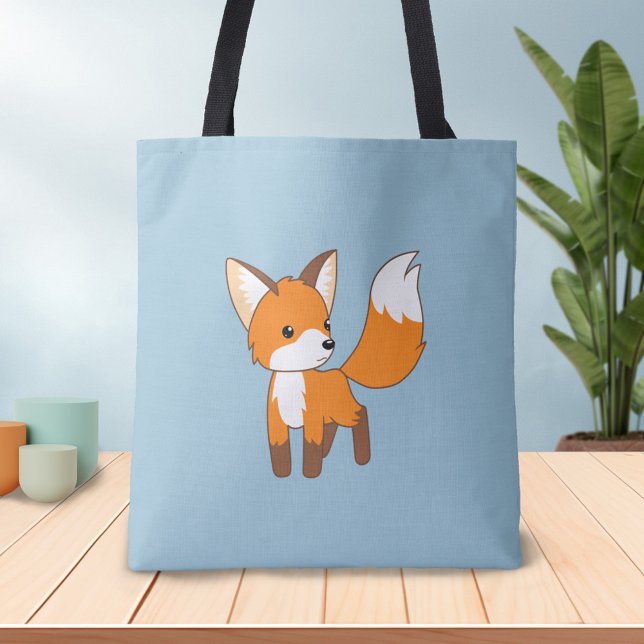 Curious Little Fox Blue Tote Bag (Creator Uploaded)