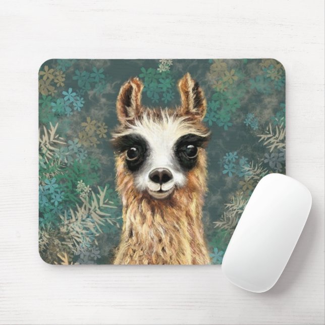Curious Llama Mouse Pad Gift Fun - Painting (With Mouse)