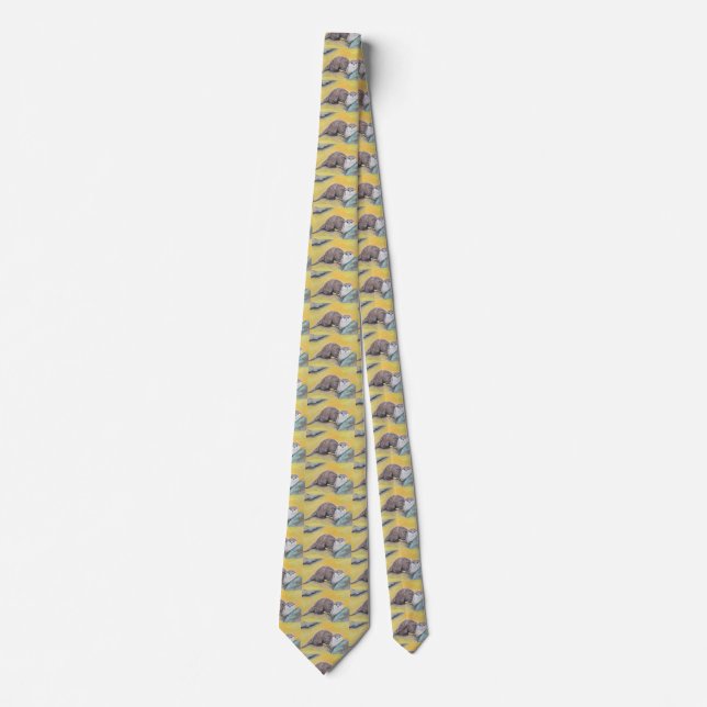 Curious Otter Painting Tie (Front)