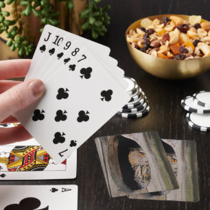 Curious Owl Peeking From Home Playing Cards