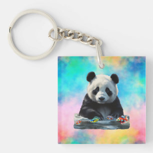 Curious Panda Acrylic Keychain