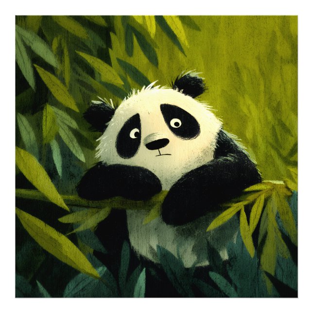 Curious Panda Bamboo Peek Photo Print (Front)