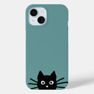 Curious Peeking Black Cat   Funny Feline iPhone 15 Case
