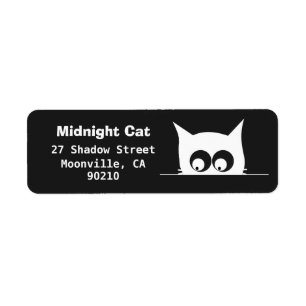 Curious Peeking Black Cat Return Address Labels