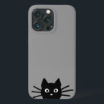 Curious Peeking Black Kitty Cat Cool Cat Lover's  iPhone 13 Pro Case<br><div class="desc">Curious Peeking Black Cat Phone Case. A funny iPhone case for cat lovers,  available in various colours. This fun cell phone case can be personalised with your text. Visit Jenn’s Doodle World for even more feline phone accessories and cool kitty gifts.</div>