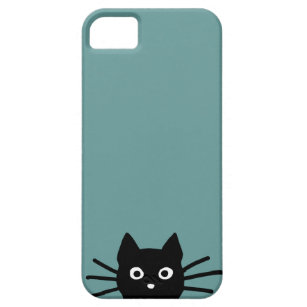 Curious Peeking Black Kitty Cat   Funny Cat Face iPhone 5 Case