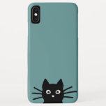 Curious Peeking Black Kitty Cat | Funny Cat Face iPhone XS Max Case<br><div class="desc">Curious Peeking Black Cat Phone Case. A funny iPhone case for cat lovers,  available in various colours. This fun cell phone case can be personalised with your text. Visit Jenn’s Doodle World for even more feline phone accessories and cool kitty gifts.</div>