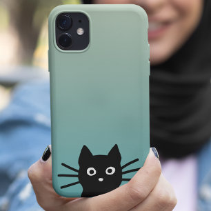 Curious Peeking Black Kitty Cat   Funny Cat Face iPhone 15 Pro Max Case