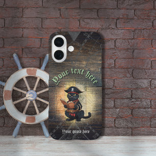 Curious pirate cat deciphers ancient mysteries iPhone 16 case