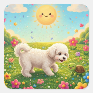 Curious Pup Square Sticker