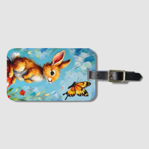 Curious Rabbit and the Butterfly Luggage Tag
