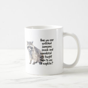 Curious Raccoon with Funny Snacking Quote Art Prin Coffee Mug