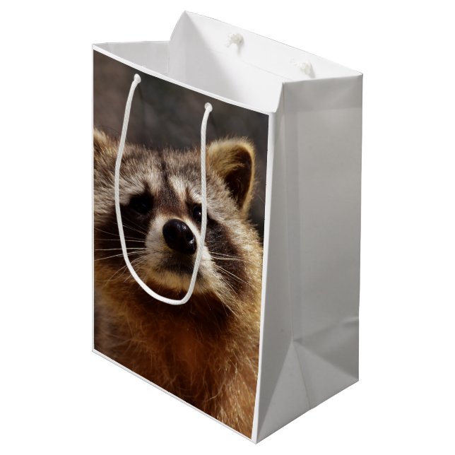 Curious Racoon Photo Medium Gift Bag (Front Angled)