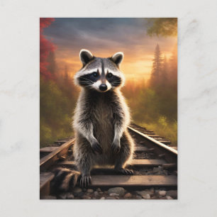 Curious Racoon Postcard