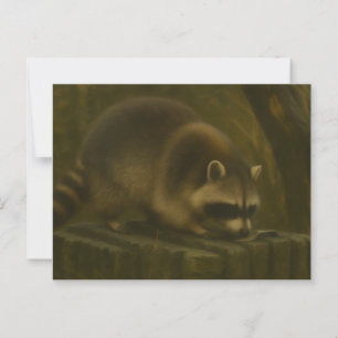 Curious Racoon – Realistic Forest Wildlife Postcard