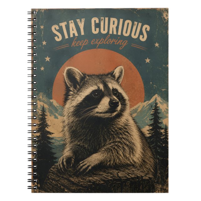 Curious Racoon Vintage  Notebook (Front)