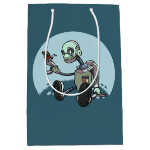 Curious Robot Sees His First Butterfly Cartoon Medium Gift Bag