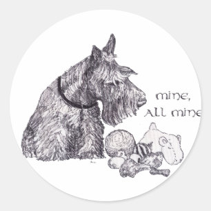 Curious Scottish Terrier Mine, all Mine Classic Round Sticker