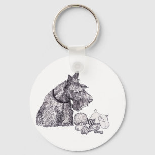 Curious Scottish Terrier Mine, all Mine Key Ring