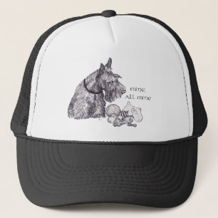 Curious Scottish Terrier Mine, all Mine Trucker Hat