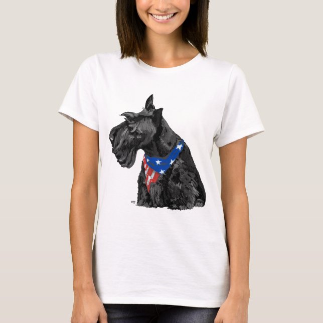 Curious Scottish Terrier Patriotic T-Shirt (Front)
