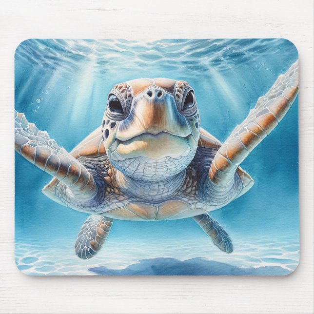 Curious Sea Turtle Mousepad (Front)