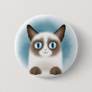 Curious Siamese Kitten 6 Cm Round Badge