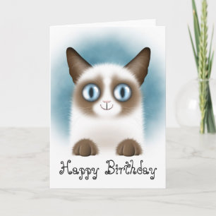 Curious Siamese Kitten Happy Birthday Card