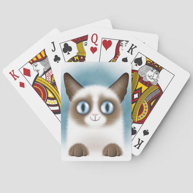 Curious Siamese Kitten Playing Cards (Back)