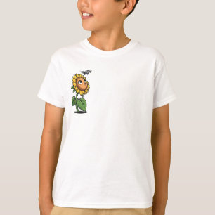 Curious Sunflower Watching Buzzing Bee Kids T-Shirt