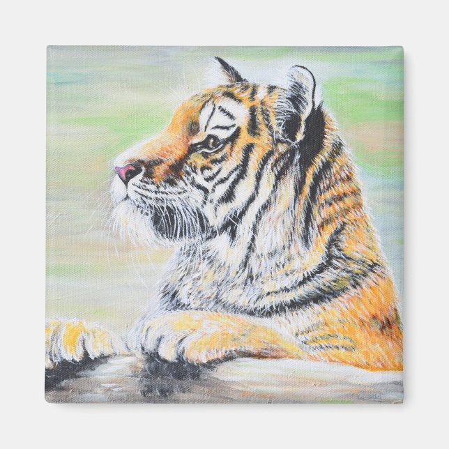 Curious Tiger Painting Magnet (Front)