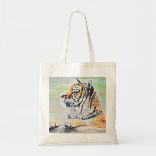 Curious Tiger Painting Tote Bag (Front)