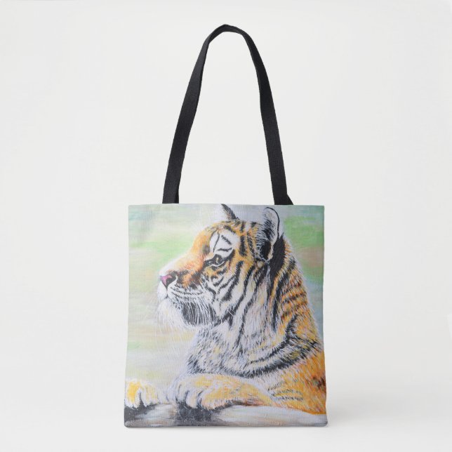 Curious Tiger Painting Tote Bag (Front)