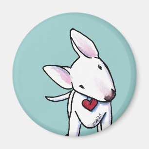 Curious White Bull Terrier Magnet