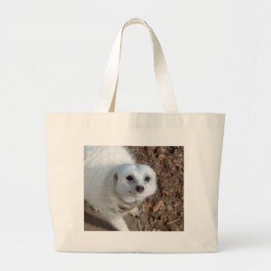 Curious White Meerkat, Large Tote Bag