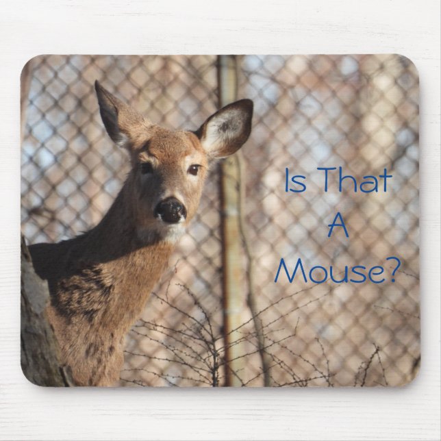 Curious White Tailed Deer in Woods Mouse Pad (Front)