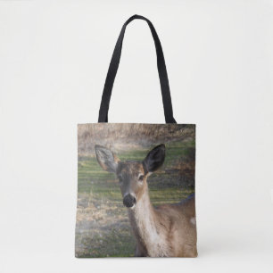 Curious White Tailed Deer Tote Bag