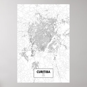 Curitiba, Brazil (black on white) Poster