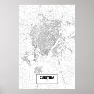Curitiba, Brazil (black on white) Poster