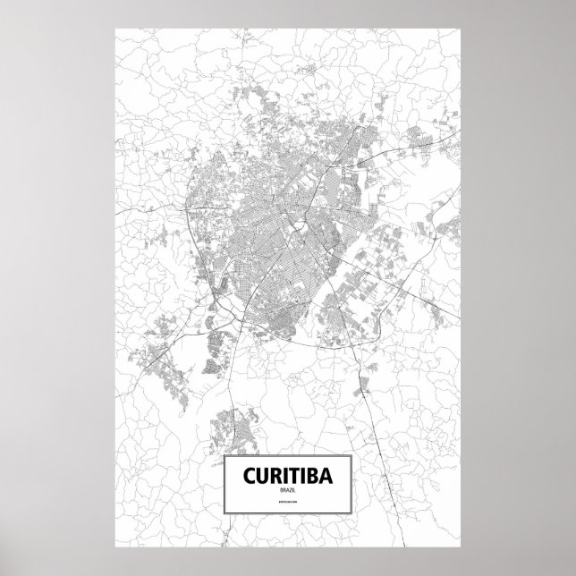 Curitiba, Brazil (black on white) Poster (Front)