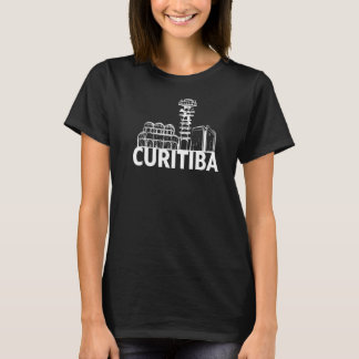 Curitiba Brazil City Skyline Silhouette Outline Sk T-Shirt