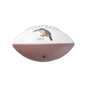 Curl crested aracari bird cartoon illustration  american football