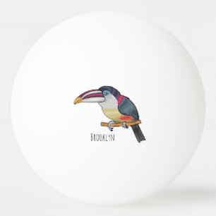 Curl crested aracari bird cartoon illustration  ping pong ball